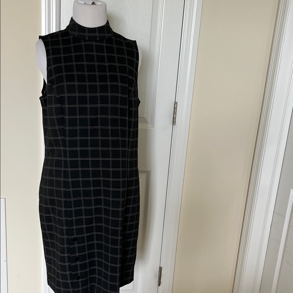 Apt. 9 Black Grid Pattern Midi Dress
